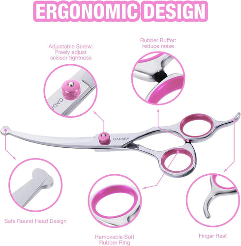 Dog Grooming Scissors Kit with Safety Round Tips, 3 in 1 Professional Dog Grooming Scissors, 4CR Stainless Steel Pet Grooming Shears for Dog, Cat,...