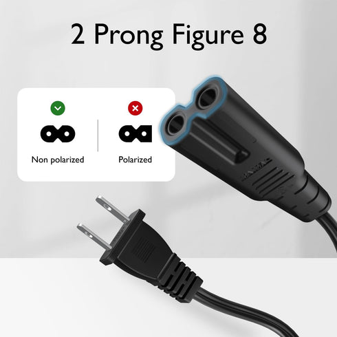 TNP 2 Prong Power Cord NEMA 1-15P to IEC320 C7 Power Cable Replacement for PS5 & PS4, Power Cord for Xbox Series S/X, Xbox One S/X, Printers, Soun...