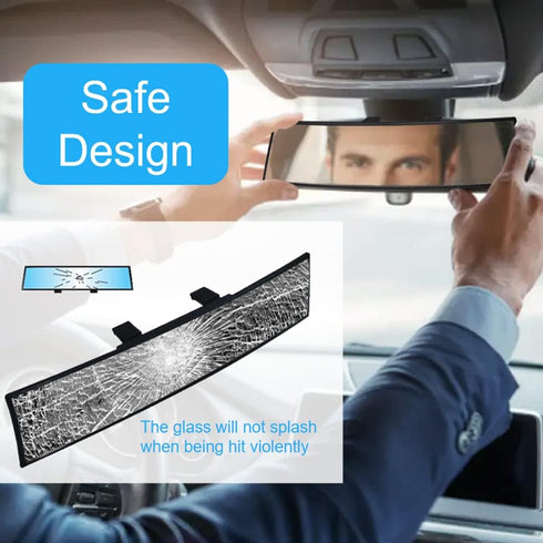 Car Rearview Mirror 12 Inch HD Glass Anti Glare Clip On Panoramic Wide Angle Car Interior Rear View Mirror Accessories for Car SUV Trucks (Blue)...