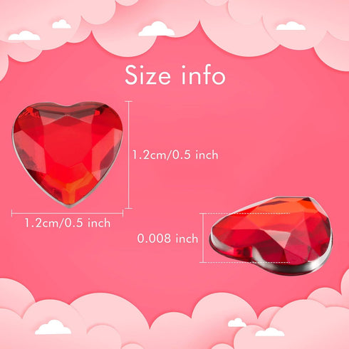 CHENGU Valentines Day Acrylic Heart 3D Acrylic Heart Rhinestones Flat Red and Back Decoration Wedding Table Scatter Decoration for DIY Crafts Jewe...