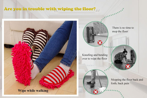 Cleaning Slippers Microfiber Slipper Detachable Mopping Shoes House Floor Cleaning Mop Chenille Sole,One Size (Royal Blue)...
