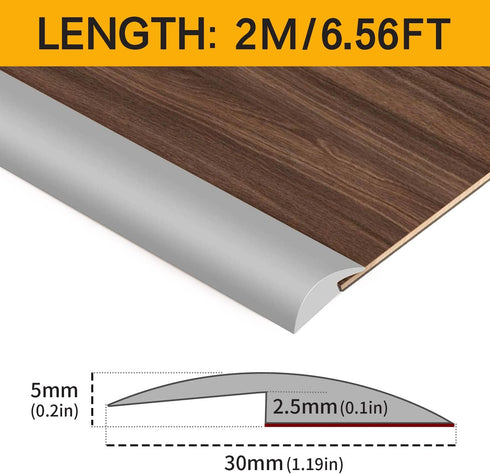 Carpet & Floor Edging Trim Strip,Self Adhesive-PVC Floor Transition Strip,Thresholds for Doorways with a Height Less Than 3 MM (6.56FT_Grey)...