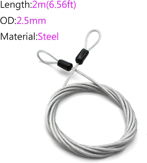 Car Cover Safety Steel Cable, Outdoor Clothesline, Steel Cable, 6.56 Ft 2.5 mm Braided Steel Strip Coated Safety Cable, Luggage Lock Safety Cable,...