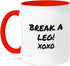 3dRose "Break A Leg Xoxo Theater, Actor, Show Business Good Luck Message Note" Two Tone Red Mug, 11 oz, Red...