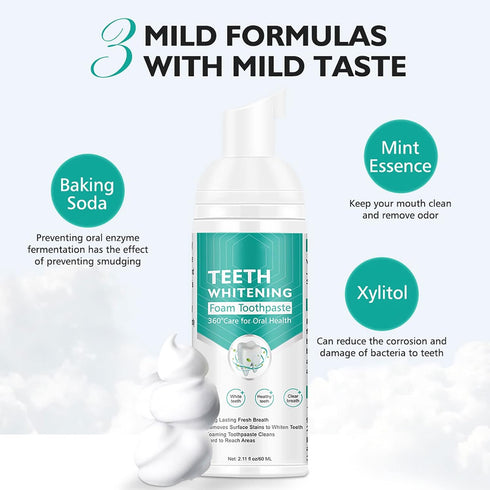 Citrus Baking Soda Teeth Whitening Toothpaste, 2 Pack - Ultra-fine Mousse Foam, Deeply Cleans Gums, Removes Stains...