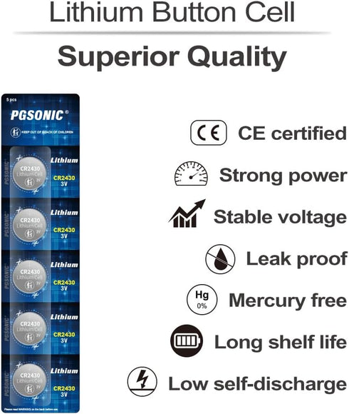 CR2430 3V Lithium Battery (5pcs)...