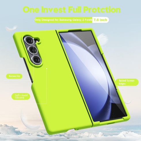 oakxco for Samsung Galaxy Z Fold 6 Phone Case Liquid Silicone, Neon Bright Solid Color, Thin Slim Soft Rubber Gel Matte TPU Plain Simple Cover for...