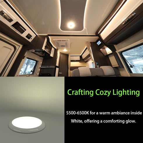 12 Volt LED Lights 7" DC 12/24V 10W Downlight 5500-6500K Bright White Round Dome Camper RV Interior Lights Ceiling LED Panel Light for Inside Car ...