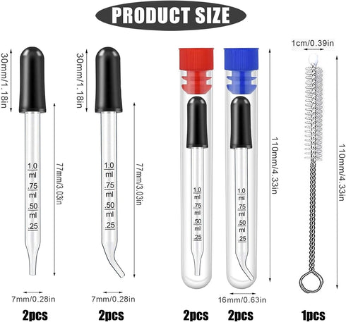 4 Pcs 1mL Eye Droppers- Bent & Straight Tips for Essential Oils, Glass Dropper Suitable for Medicine, Feeding, Food, Kids, Lab, Health Care...