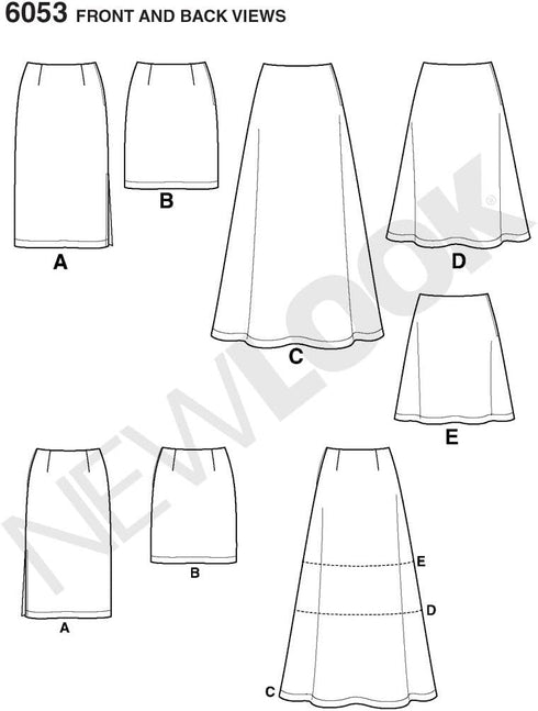 New Look 6053 Misses' Skirts Sewing Pattern, Size A (8-10-12-14-16-18)...