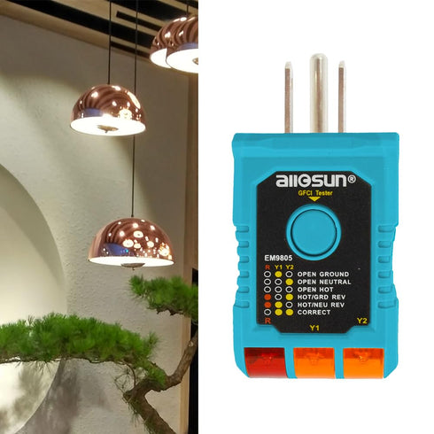 allsun GFCI Electrical Outlet Receptacle Tester,Circuit Tester,GFCI Detect Faulty Wiring Status Socket Checker,Standard 95-125 VAC, 3-Wire Light I...