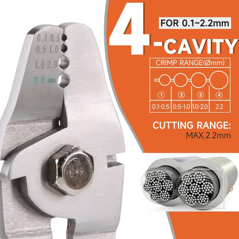 Wire Rope Crimping Tool for Loop Sleeves, Aluminum Double Barrel Ferrule Swaging Crimper Tool for Fishing Lines up to 2.2mm with Cutting Function...