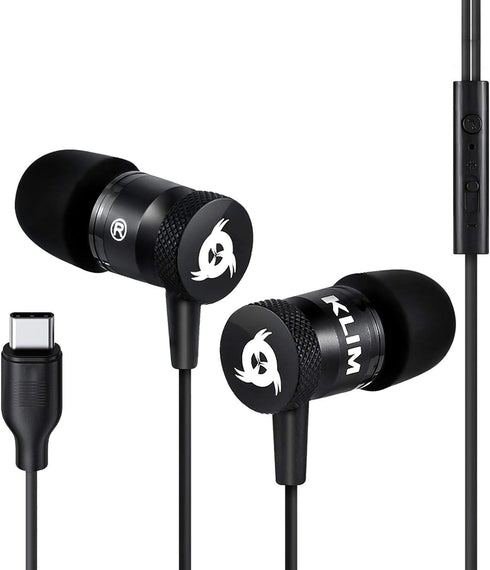KLIM Fusion C - USB-C Earbuds with Microphone + Long-Lasting Wired Ear Buds + 5 Years Warranty - Innovative: in-Ear with Memory Foam + Earphones w...