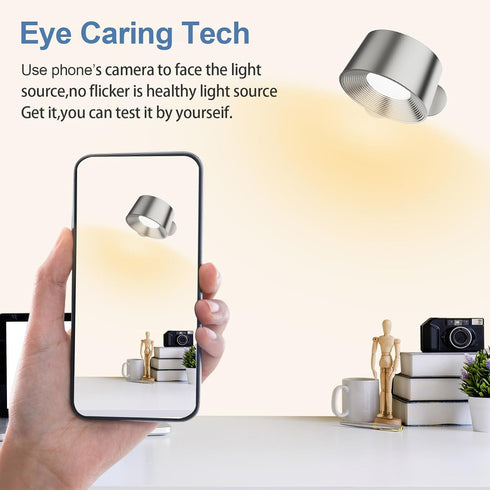 ZAYAZ Wall Sconces, LED Wall Mounted Lamps, LED Reading Lights for Bedroom, Wireless Lamp with 360° Rotate Magnetic Ball with FreeGift Desk Lamp B...