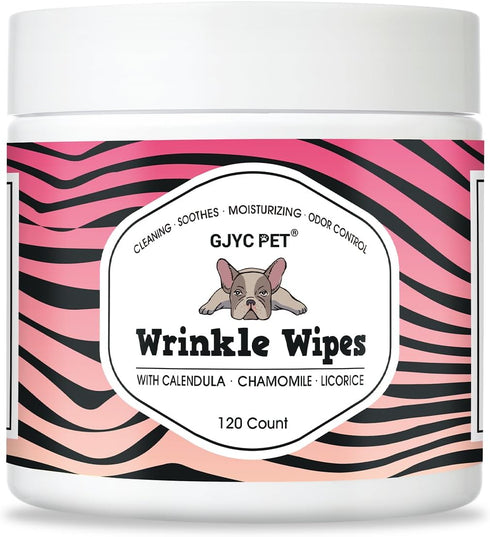 Natural Wrinkle Wipes for Dogs, 120 Count, Hypoallergenic Dog Wipes, Wrinkle Wipes French Bulldog, Cleaning & Deodorizing, Dog Wipes for Grooming ...