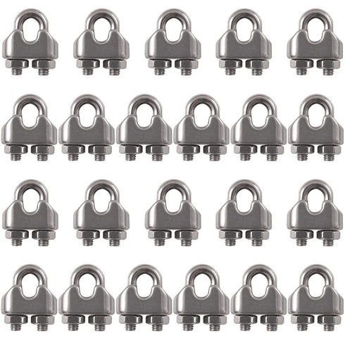 1/8 Inch M3 Wire Rope Cable Clip Clamp, 304 Stainless Steel, U Bolt Saddle Fastener, 22 Packs...