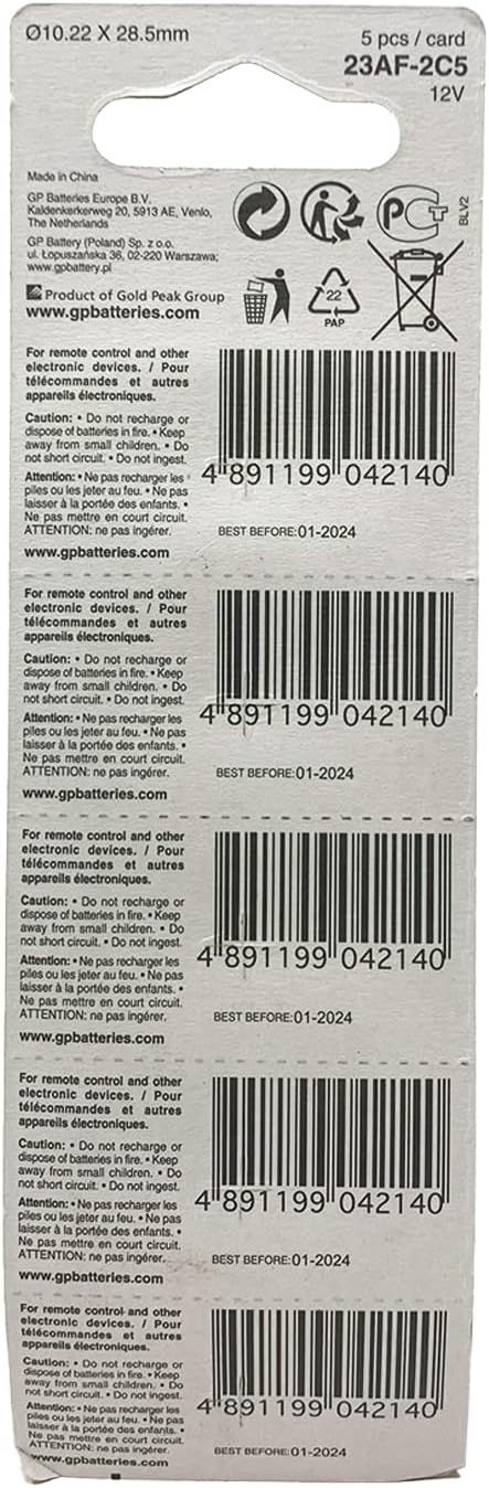 GP Batteries 23AE A23 12v Alkaline Batteries (Pack of 5)...