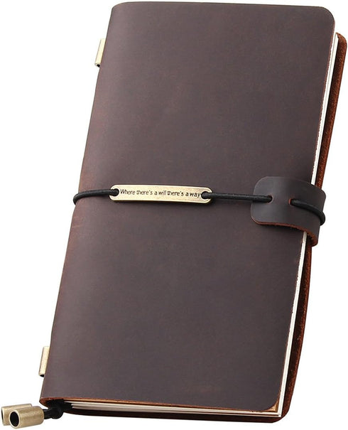 Robrasim Leather Journal Refillable Travelers Notebook, Antique Handmade Leather Writing Diary Notepad, Travel Journal Notebook for Men & Women, M...