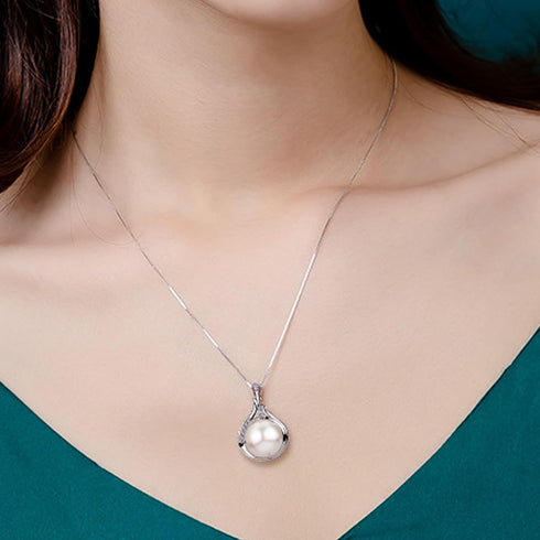Pearl Pendant Necklace for Women, Exquisite Freshwater Cultured Pearls, Master Level Crafts, 925 Sterling Silver, Noble Temperament, Colorfast, Fa...