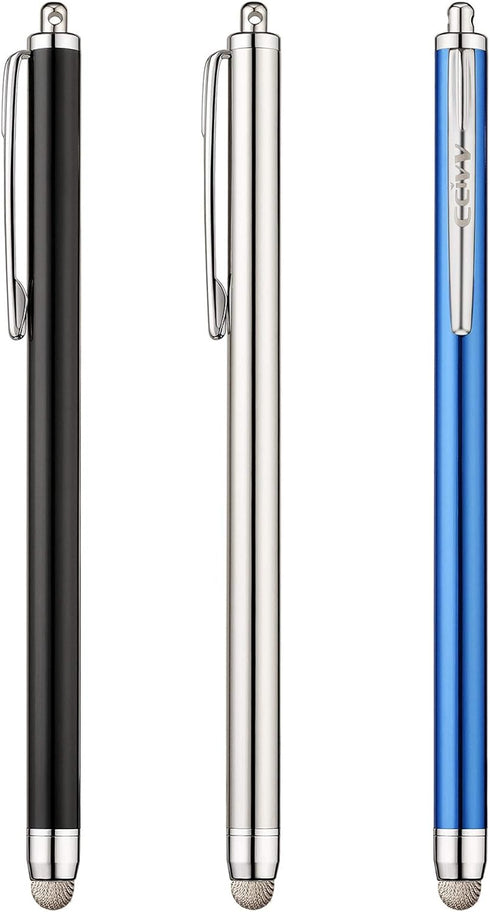 Stylus, 3 Pcs Mesh Fiber Tip Stylus Pens for Touch Screen Devices + 6 Extra Replacement Tips (Black/Silver/Dark Blue)......