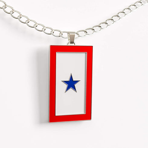 Blue Star Service Flag Necklace – Blue Star Mom Pendant– One, Two & Three Stars – Message Card...