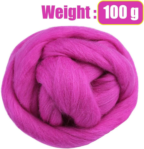3.53oz Wool Roving Yarn, Wool Felting Supplies, Pure Wool, Chunky Yarn, Spinning Wool Roving for Needle Felting Wet Felting DIY Hand Spinning (Lig...