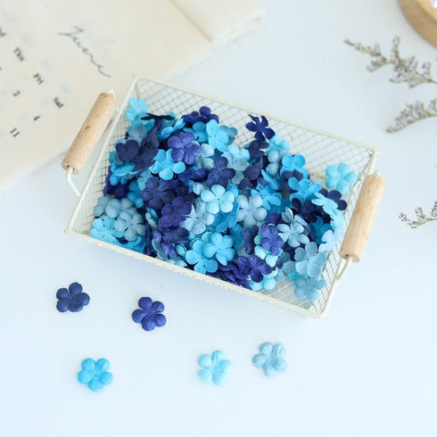 200 Pcs Handmade Mulberry Paper Stephania Venosa Flowers Petals 15x15 mm Scrapbooking Wedding DIY Craft Supplies Card Artificial Flowers (Blue Ton...