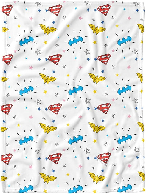 LOGOVISION Justice League Lightweight Baby Blanket, 30"X40", Symbols Pattern Unisex for Infants Girls & Boys...