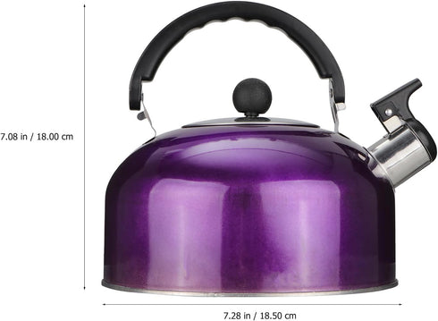 Tea Kettle for Stove Top: Purple Whistling Teapot 3Quart Stainless Steel Teapot Heating Water Container with Handle for Home Gas Stovetop...