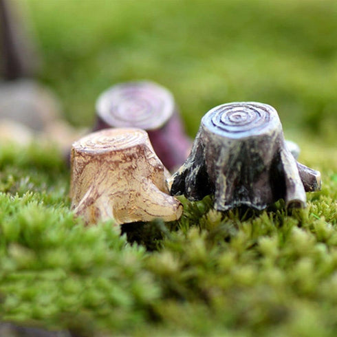 5Pcs Artificial Mini Root Stump Fairy Garden Miniatures Gnomes Moss Terrariums Resin Crafts Figurines for Home Decoration Accessories Outdoor Stat...