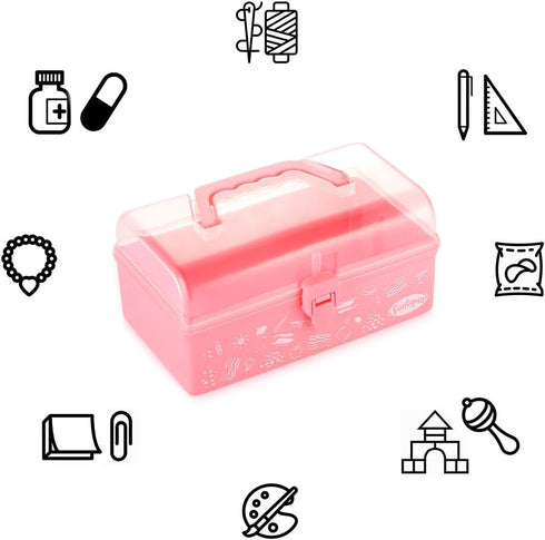 Funtopia Plastic Art Box for Kids - Portable Multi-Purpose Storage Box for Toys, Crafts, Art Supplies - Pink...