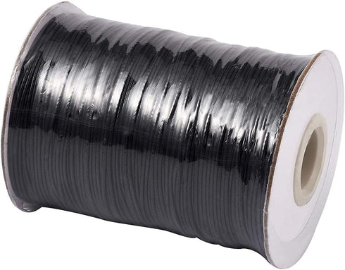 200 Yards Black Korean Waxed Polyester Cord Threads Braided Beading Cords Necklace Bracelet Wire String 1mm with Spool for Sewing Jewelry Making M...