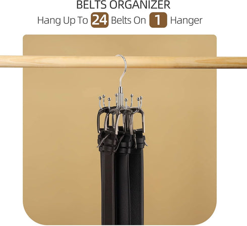 ZEDODIER Belt Hanger, Rotatable Belt Rack Closet Accessories Organizer, Maximum 24 Storage Capacity, Hanging Holder Storage Hook for Belt, Bra, Ta...