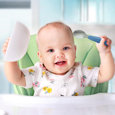 6 Pieces Toddler Utensils, 3 Toddler Forks and 3 Spoons, Silverware Set with Food Grade Silicone Handle, Children Safe Flatware, Self-Feeding Stai...
