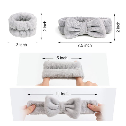 Yoseng 6 Pcs Spa Headband and Wristband Set for Face Washing,Makeup Headbands for Women for Wash Face, Skincare,Makeup Removal,Shower(Black,gray)...
