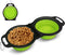 Collapsible Silicone Cat and Dog Travel Bowls,2 in 1 Foldable Pet Feeding and Watering Dish for Walking Camping Hiking with Carabiner (Green)...