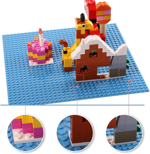 Lekebaby Classic Baseplates, Building Blocks Set Base 100% Compatible with Major Bricks Brands,10x10 Inch Flat Bottom Baseplates Pack of 4, Macaro...