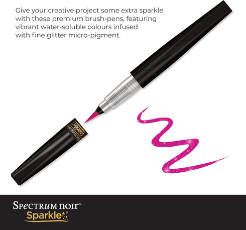 Spectrum Noir Sparkle Water-Based Fine Micro-Pigment Markers - Pack of 3 - Includes Flexible Brush Nib (Soft Pastels)...