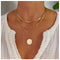 Bohemia Layered Disc Choker Necklace Tiny Disc Chain Necklace Gold Paperclip Chain Necklace Disc Coin Pendant Necklace Jewelry for Women and Girls...