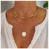 Bohemia Layered Disc Choker Necklace Tiny Disc Chain Necklace Gold Paperclip Chain Necklace Disc Coin Pendant Necklace Jewelry for Women and Girls...
