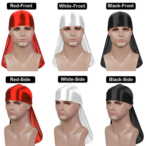 3PCS Silky Durag with Double Sided Brush Packs for Men Waves, Satin Doo Rag for 360 540 720 Waves, Award 1 Wave Cap...