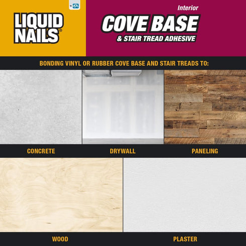 LIQUID NAILS CB-10 Cove Base and Stair Tread Adhesive (10-Ounce)...