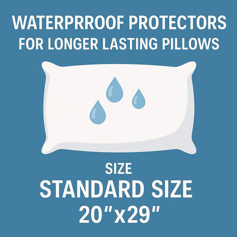 4 Pack Deluxe Zippered Vinyl Pillow Covers - Waterproof Protectors for Longer Lasting Pillows. Standard Size 20"x29". Ideal for Home, Hotel and Ho...