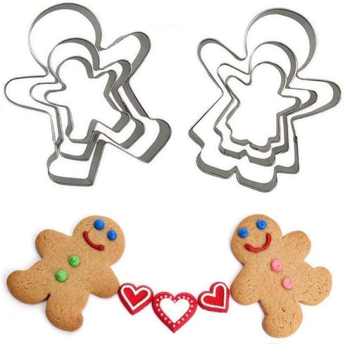 Gingerbread Man and Gingerbread Woman Shaped Cookie Cutters Set of 6 pcs, Stainless Steel Christmas Gingerbread Families Boys and Girls Fondant Cu...
