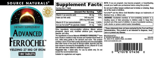 Source Naturals Advanced Ferrochel, Dietary Supplement Yielding 27 mg of Iron - 180 Tablets...