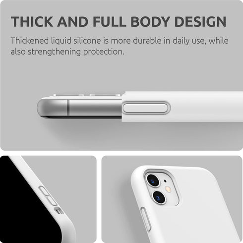 SURPHY Compatible with iPhone 11 Case 6.1 inch, Thickening Design Liquid Silicone Phone Case (with Microfiber Lining) for iPhone 11 2019, White...