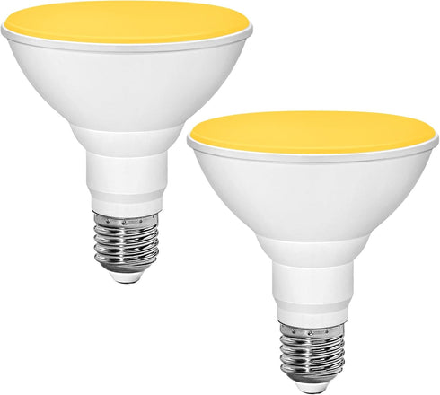 PAR30 Yellow LED Bug Light Bulb Outdoor, 100W Equivalent, 12W LED Flood Light Bulb, E26 Base Yellow LED Security Lights for Porch Lights, Hallway ...