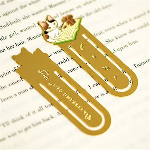 Black Cute Metal Bookmark, Cat Bookmark Reading Japanese Paper Clip Animals Kittens Book Mark Student Gift Bookmarks Office and School Supplies...