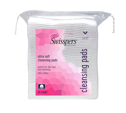 Swisspers Premium Facial Cleansing Pad, 100% Cotton, Ultra Soft, Extra Large, 50 White Pads per Reclosable Bag, 3 Bags (150 Pads Total)...