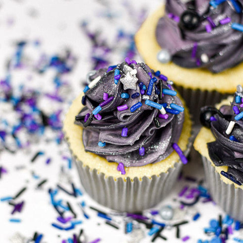 Galaxy Sprinkles for Cupcakes & Cakes | Silver Star Sprinkles for Cake Decorating | Made in USA Space Sprinkles | Perfect for Galaxy Birthday Deco...